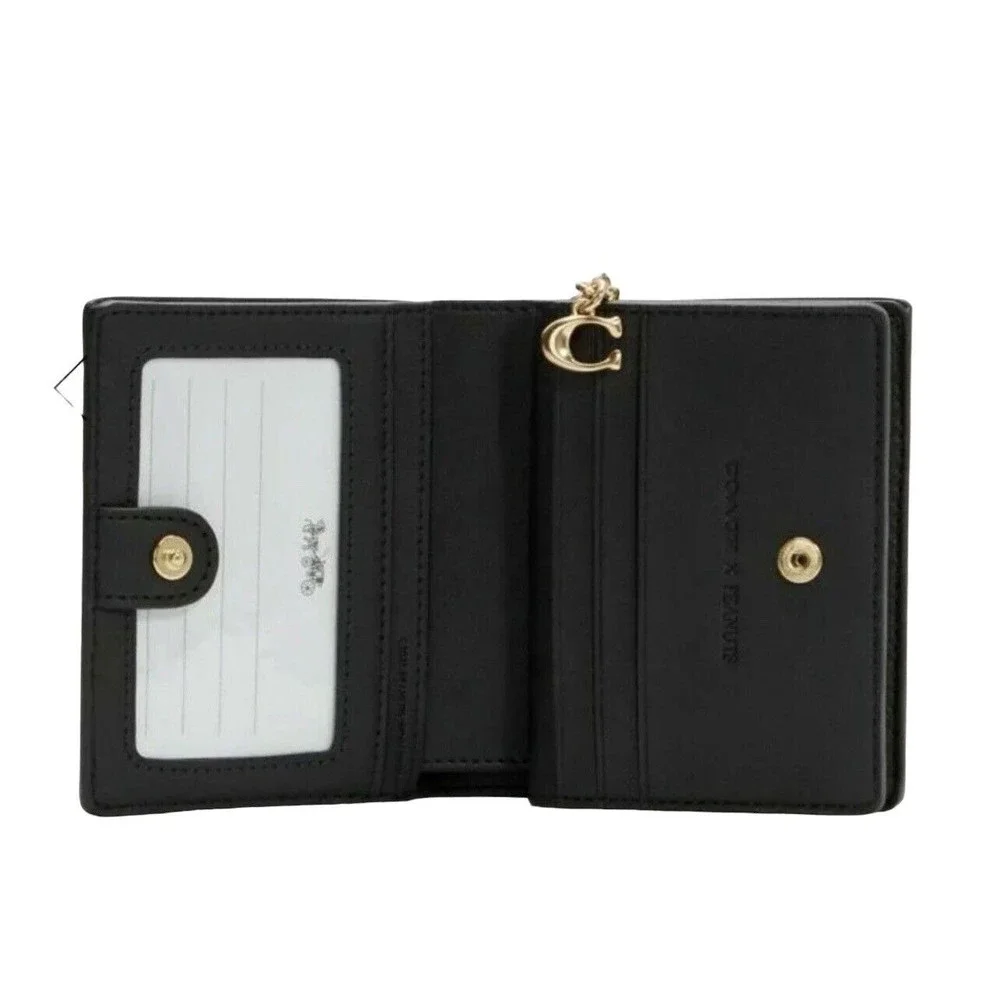 NWT Coach Coated Canvas Signature Woodstock Snap Wallet C4592 Brown/Black Multi - Picture 6 of 6